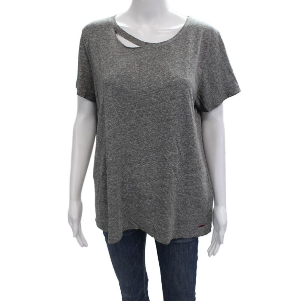 Philanthropy Womens Basic Jersey Gray Short Sleeve T Shirt Size L